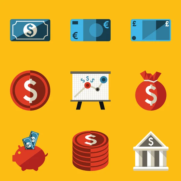 Flat icon set. Money — Stock Vector