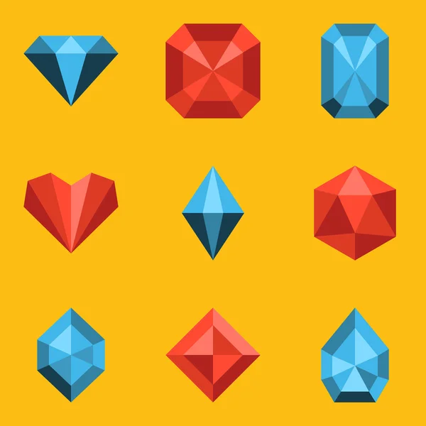 Flat icon set. Diamond — Stock Vector