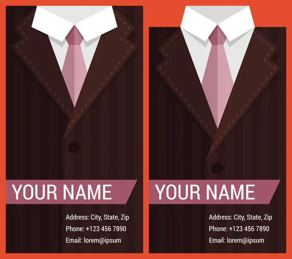Templat kartu bisnis datar dengan jaket coklat - Stok Vektor