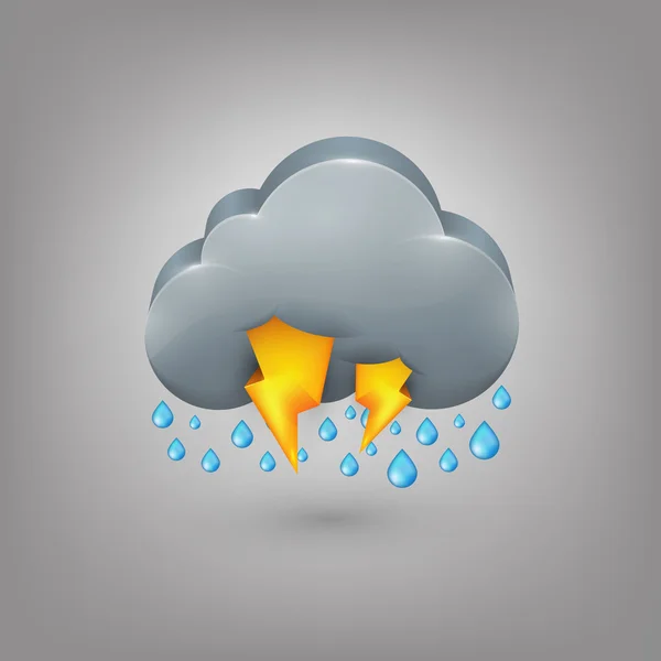Εικόνα του καιρού. βροχή, σύννεφο αστραπές — Διανυσματικό Αρχείο
