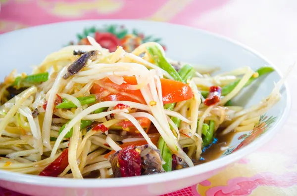 Ensalada de papaya verde, Comida tailandesa Somtum —  Fotos de Stock