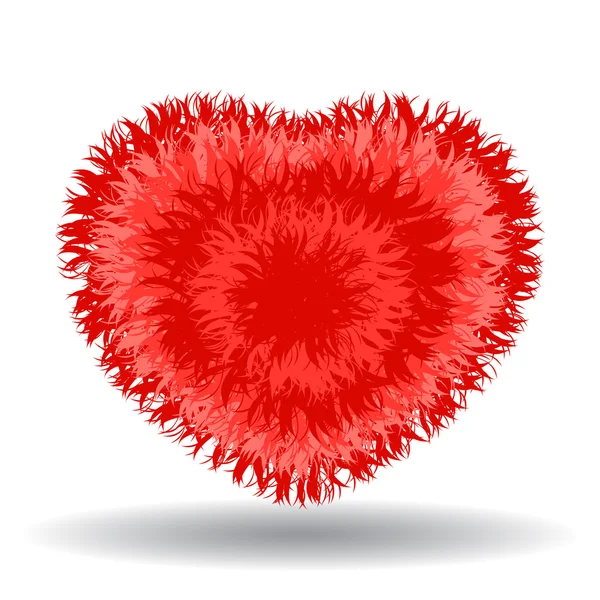 Großes weiches rotes Herz isoliert auf weißem Hintergrund — Stockvektor
