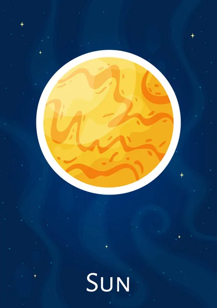 Cartoon Celestial Object Sun Vector Sticker Comic Solar System Star — Stock Vector