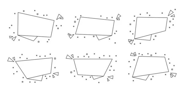 추상적으로 프로모션 레이블 콜렉션 수평등 기하학적 입자가 포함된 직사각 스티커 — 스톡 벡터