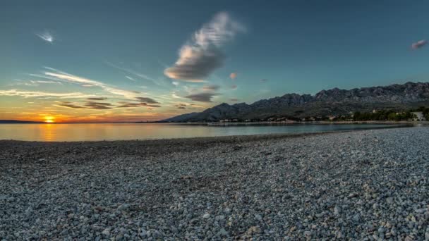 Timelapse zachód słońca, plaża, Chorwacja — Wideo stockowe