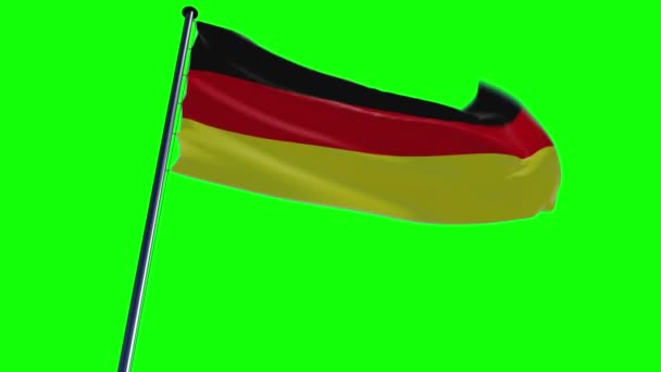 Bandera de Alemania animada sobre fondo con pantalla verde y alfa — Vídeos de Stock