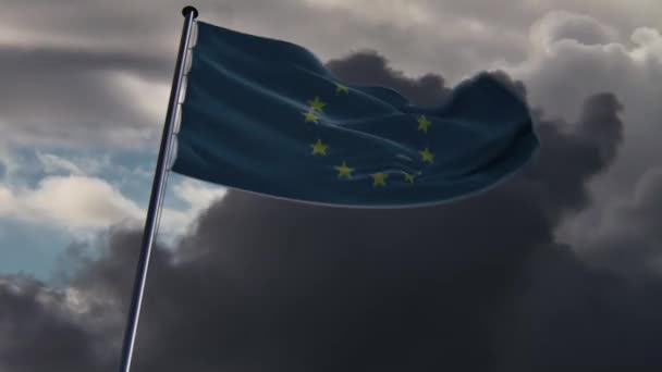 EU-flaggan, animerade på olika bakgrunder — Stockvideo