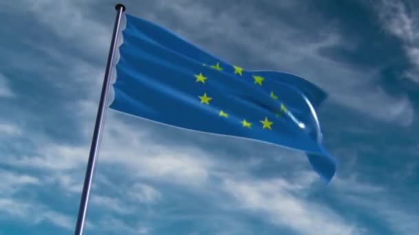 Drapeau de l'UE, animé sur différents milieux — Video