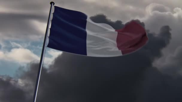 Bandera de Francia, animada sobre fondo — Vídeo de stock