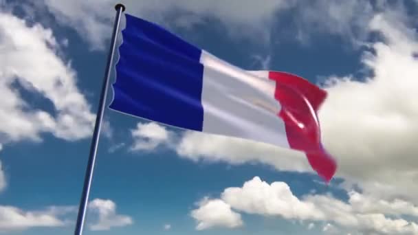 Bandera de Francia, animada sobre fondo — Vídeo de stock