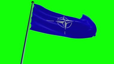 yeşil ekran ve alfa ile farklı kökenden animasyonlu nato bayrağı