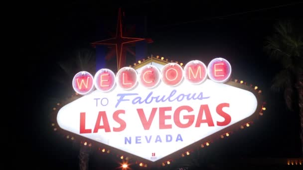 Las Vegas Segno di notte — Video Stock