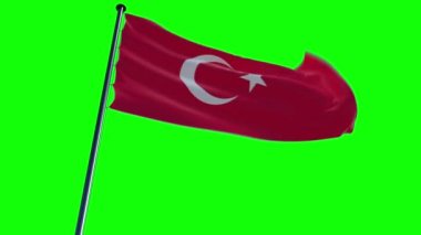 Türkiye bayrağı, yeşil ekran ve alfa ile farklı kökenden animasyonlu