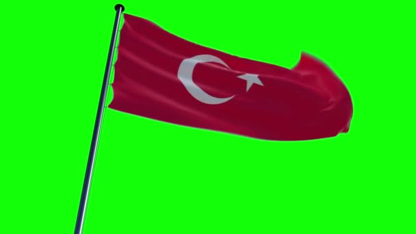 Bandera de Turquía, animada en diferentes fondos con pantalla verde y alfa — Vídeos de Stock