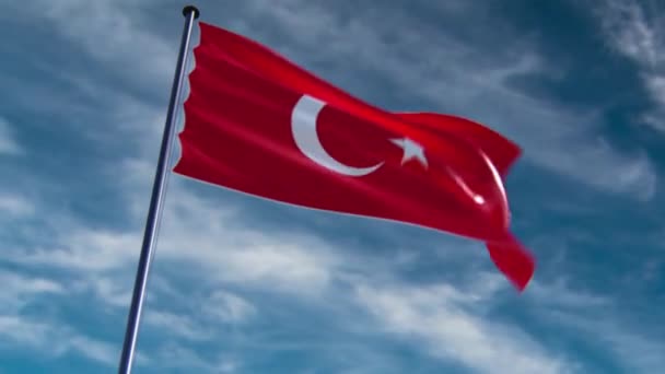 Bandeira da Turquia, animada em diferentes origens — Vídeo de Stock