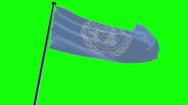 yeşil ekran ve alfa ile farklı kökenden animasyonlu BM bayrağı