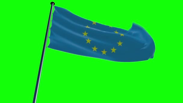 Флаг ЕС, анимированный на разных фонах с зеленым экраном и альфой — стоковое видео