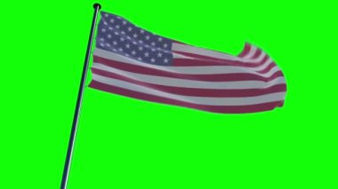 ABD bayrağı, yeşil ekran ve alpha bir arka plan üzerinde animasyon