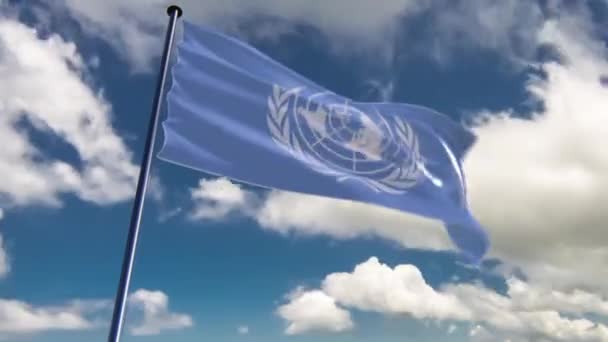 Bandeira da ONU, animada em diferentes origens — Vídeo de Stock