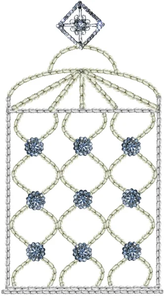 diamante düğmeleri ile işlemeli kuş kafesi