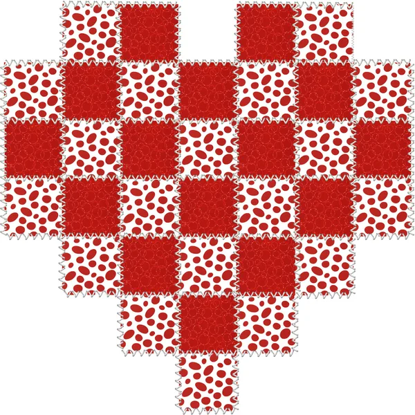 Kırmızı ve beyaz patchwork Sevgililer günü kalp