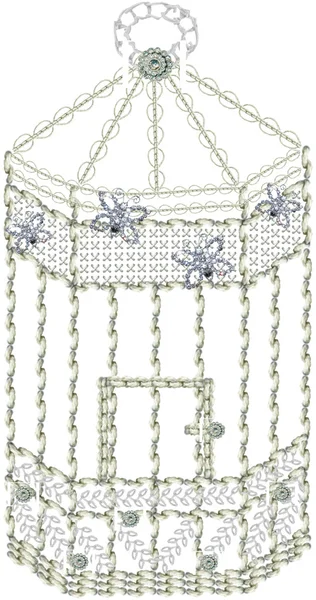 Victorian vintage embroidered birdcage