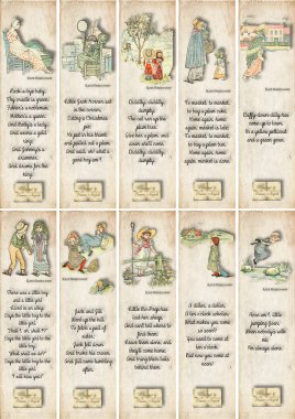 kate greenaway ve kreş tekerlemeler ile Vintage yer imleri