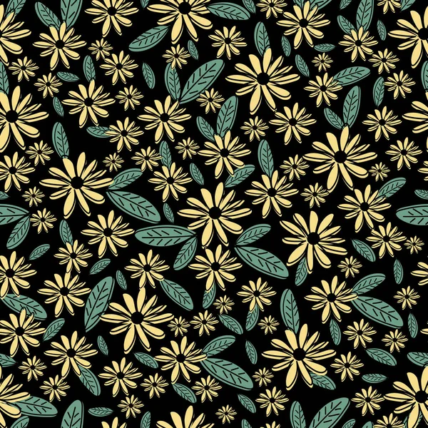 Floral Μοτίβο Χωρίς Ραφή Φύλλα Doodle Φύλλα Χωρίς Ραφή Μοτίβο — Διανυσματικό Αρχείο