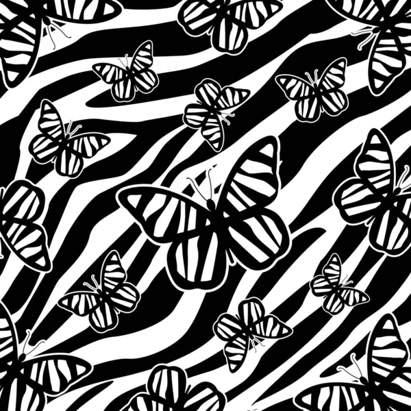 Pattern Texture Zebra Butterfly Seamless Pattern Zebra Collection — стоковый вектор