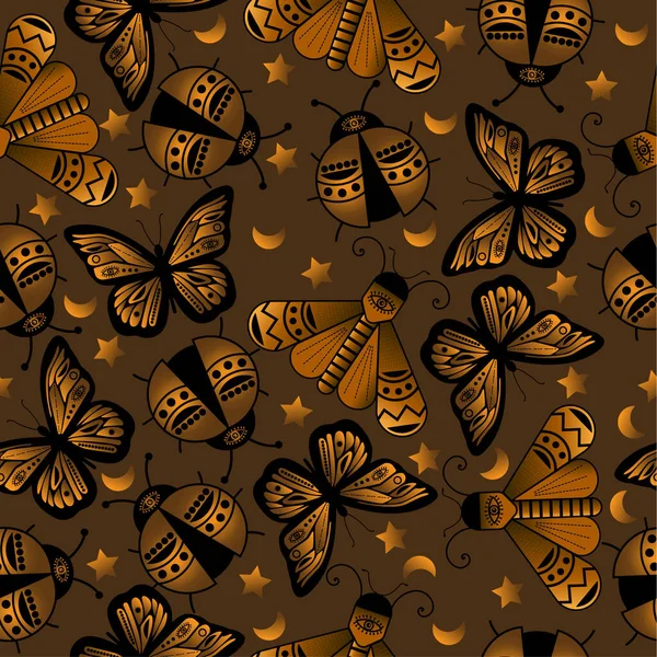 Seamless Pattern Insects Doodle Insects Pattern — стоковый вектор