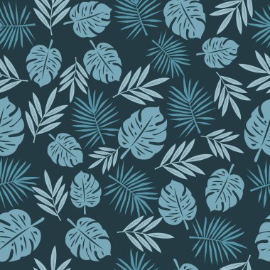 illustration Tropical leaves seamless pattern , Doodle tropical leaves