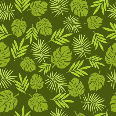 illustration Tropical leaves seamless pattern , Doodle tropical leaves