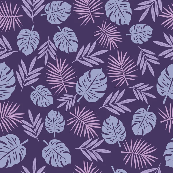 Tropical Leaves Seamless Pattern Pink Background Doodle Tropical Leaves — стоковый вектор