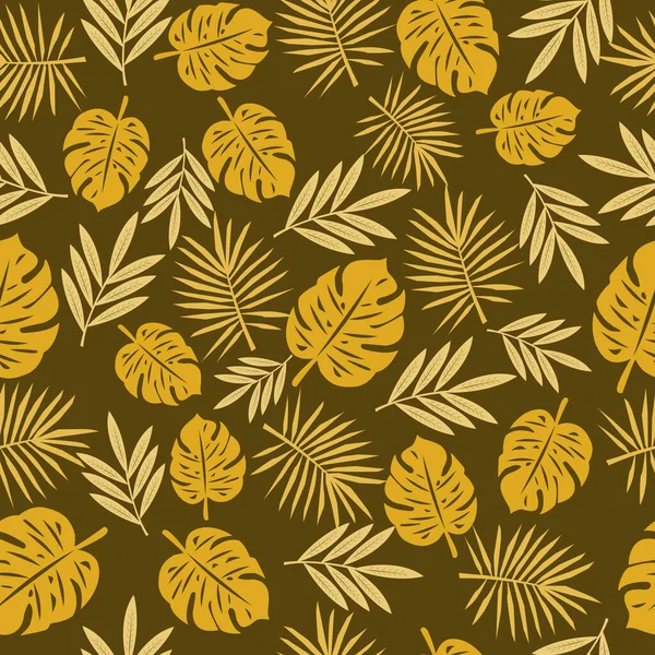 Illustration Tropical Leaves Seamless Pattern Doodle Tropical Leaves — Stockvector
