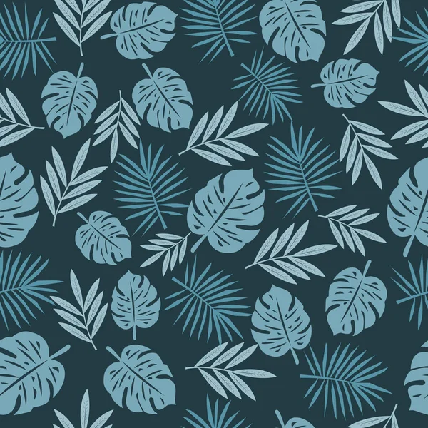 Illustration Tropical Leaves Seamless Pattern Doodle Tropical Leaves — Stockvector
