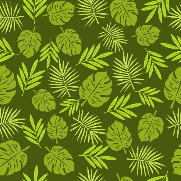 Illustration Tropical Leaves Seamless Pattern Doodle Tropical Leaves — Stockvektor