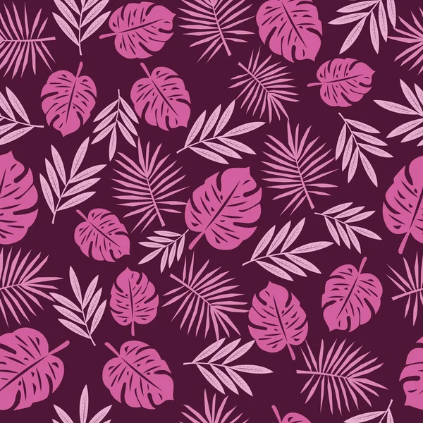 Illustration Tropical Leaves Seamless Pattern Doodle Tropical Leaves — Stockvector