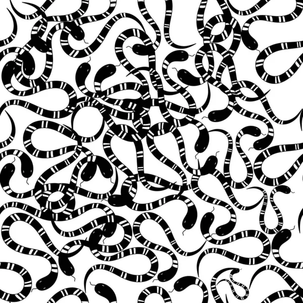 Φίδια Εικονογράφηση Doodle Στολίδια Seamless Pattern Doodle Φίδια Χέρι Ζωγραφισμένα — Διανυσματικό Αρχείο