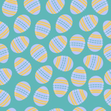 Mutlu Paskalya günleri. Renkli paskalya yumurtaları, yumurtalı kusursuz paskalya deseni. Görüntü vektörü
