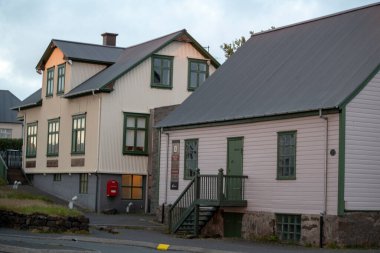 Yerleşim merkezi restoranının manzarası Borgarnes İzlanda