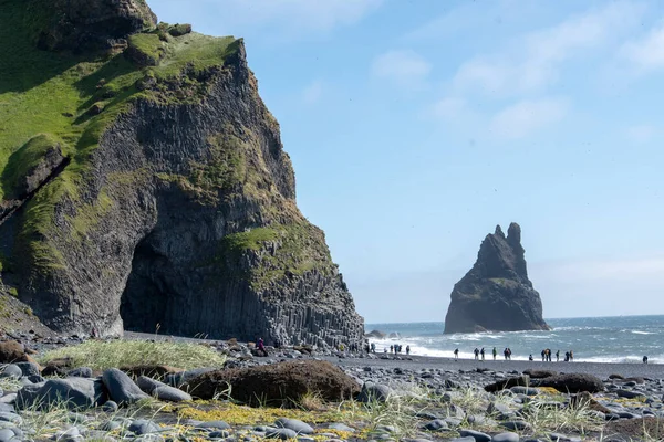 Landscape Giant Cave Reynisfjara Black Sand Beach Vik — Stock Photo, Image