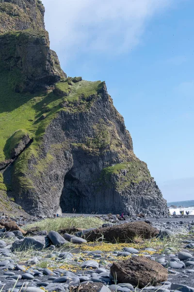 Landscape Giant Cave Reynisfjara Black Sand Beach Vik Iceland — Stock Photo, Image