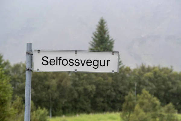 Paesaggio Selfossvegur Cartello Stradale Selfoss Islanda — Foto Stock