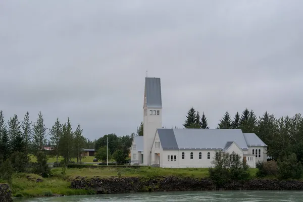 Paisagem Nublada Igreja Selfoss Dia Nublado Selfoss Islândia — Fotografia de Stock