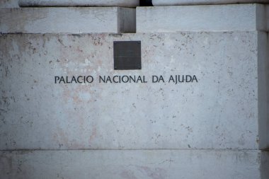 Lizbon 'daki Palacio Nacional da Ajuda Sarayı' nda tabela manzarası