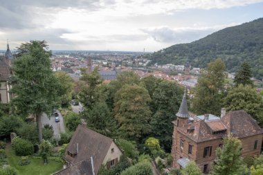 Günbatımında Heidelberg şehri Baden Wurttemburg