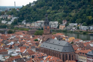 Günbatımında Heidelberg şehri Baden Wurttemburg