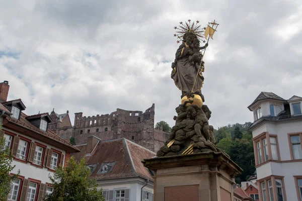 Paysage Architecture Bâtiment Statue Sur Place Heidelberg Baden Wurttemburg — Photo