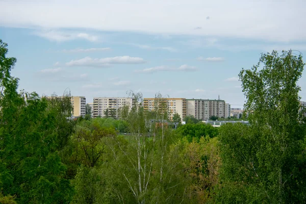 Landscape Eastern Plattenbau Apartment Building Garten Der Welt Marzahn Berlin — 图库照片