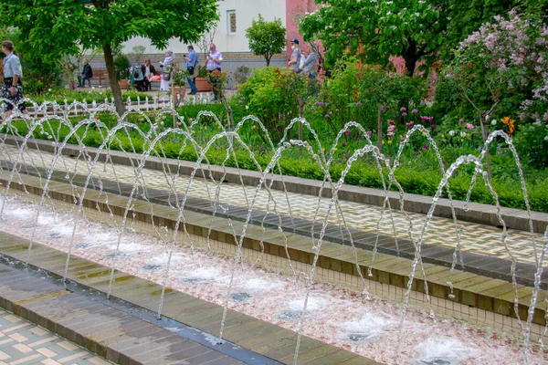 Szcenírozott Táj Szökőkút Keleti Garden Garten Der Welt Marzahn Berlin — Stock Fotó